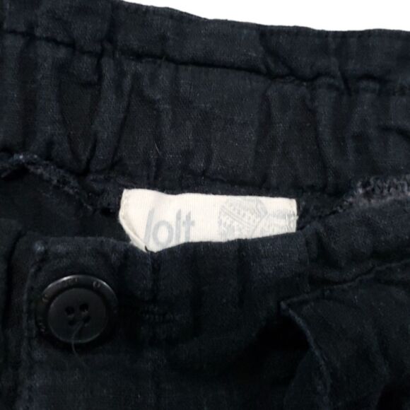 Jolt Pants Size 7 Linen Rayon Blend Casual Lounge Leg Roll Tab Drawstring Black - Picture 6 of 7